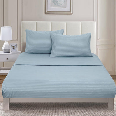 Embossed Bed Sheets Set,Luxury Stripe, Blue Home Beyond & HB Design