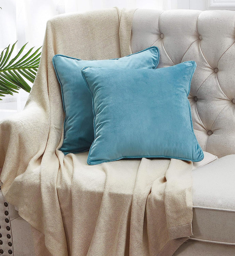 2-Pack Velvet Throw Pillow Covers, Blue Home Beyond & HB Design
