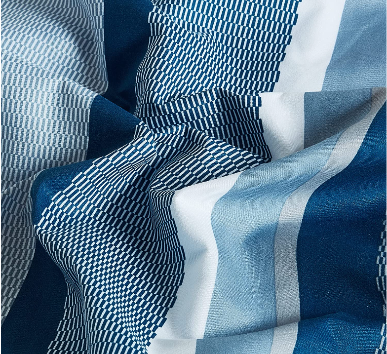 Duvet Cover Set, alternate portrait stripes of blue and white Home Beyond & HB Design