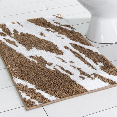 Fluffy Bath Rug Mat，Brown & White Home Beyond & HB Design