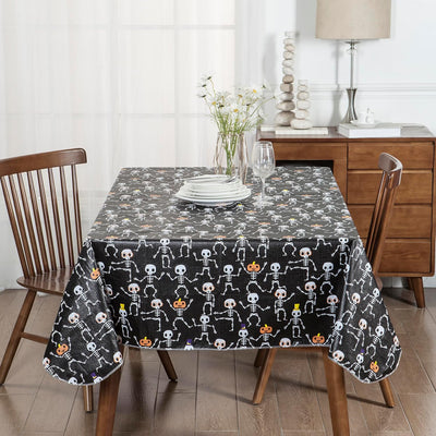 Vinyl Table Cloth with Flannel Back, Halloween Skeleton Home Beyond & HB Design