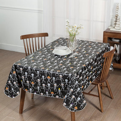 Vinyl Table Cloth with Flannel Back, Halloween Skeleton Home Beyond & HB Design