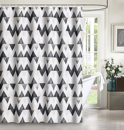 Shower Curtain Set with Hooks, Geometric Pattern Home Beyond & HB Design