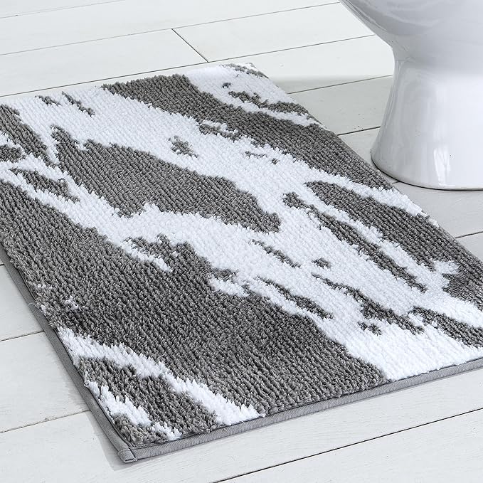 Fluffy Bath Rug Mat，Grey & White Home Beyond & HB Design