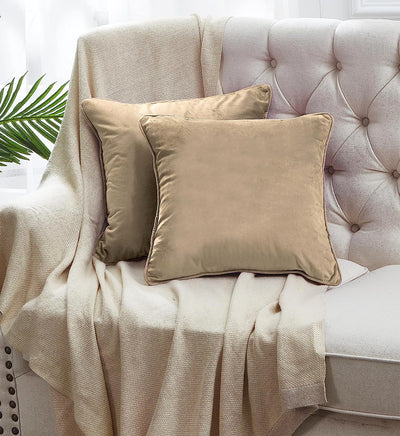 2-Pack Velvet Throw Pillow Covers, Khaki Home Beyond & HB Design