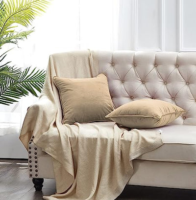 2-Pack Velvet Throw Pillow Covers, Khaki Home Beyond & HB Design
