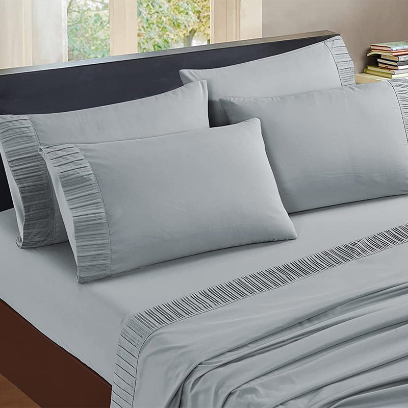 Pleated Bed Sheet Sets with 16 Inch Deep Pocket Home Beyond & HB Design