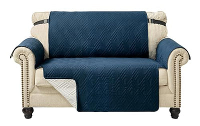 Quilted Sofa Cover Slipcover Protector, Navy Home Beyond & HB Design