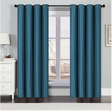 Room Darkening Blackout Curtains 2 Panels with Grommets, Blue Home Beyond & HB Design