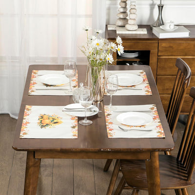 4-Pack Harvest Printed Place Mats for Thanksgiving, Sunflowers & Pumpkins Home Beyond & HB Design