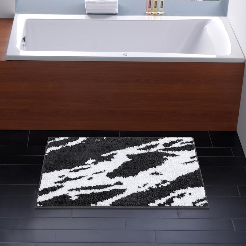 Fluffy Bath Rug Mat，Black & White Home Beyond & HB Design