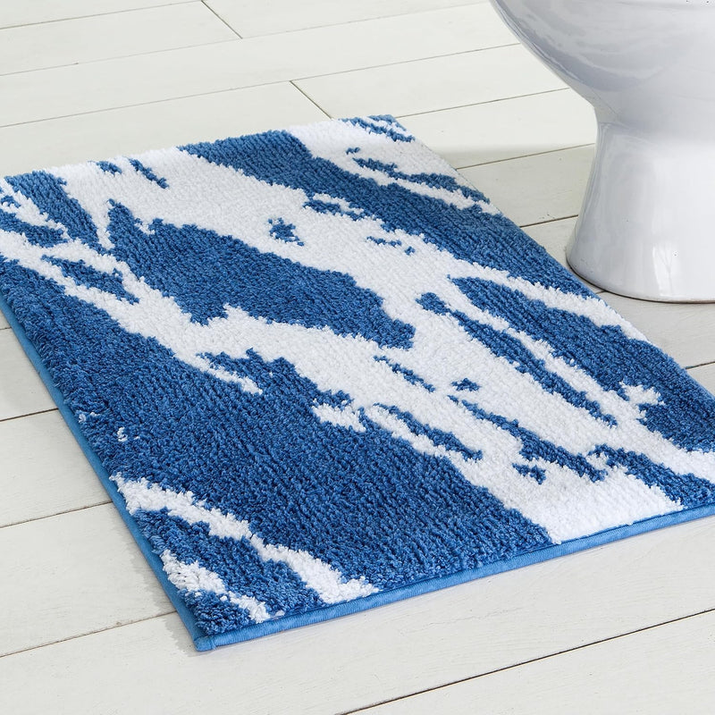 Fluffy Bath Rug Mat，Blue & White Home Beyond & HB Design