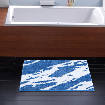 Fluffy Bath Rug Mat，Blue & White Home Beyond & HB Design