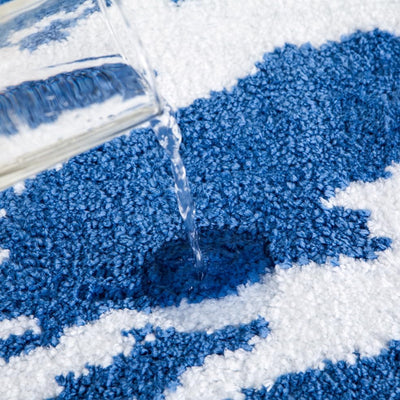 Fluffy Bath Rug Mat，Blue & White Home Beyond & HB Design