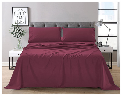 Premium Hotel Quality Bedding Sheets, 3-Piece Bed Sheets Set (Twin, Burgendy) Home Beyond & HB Design