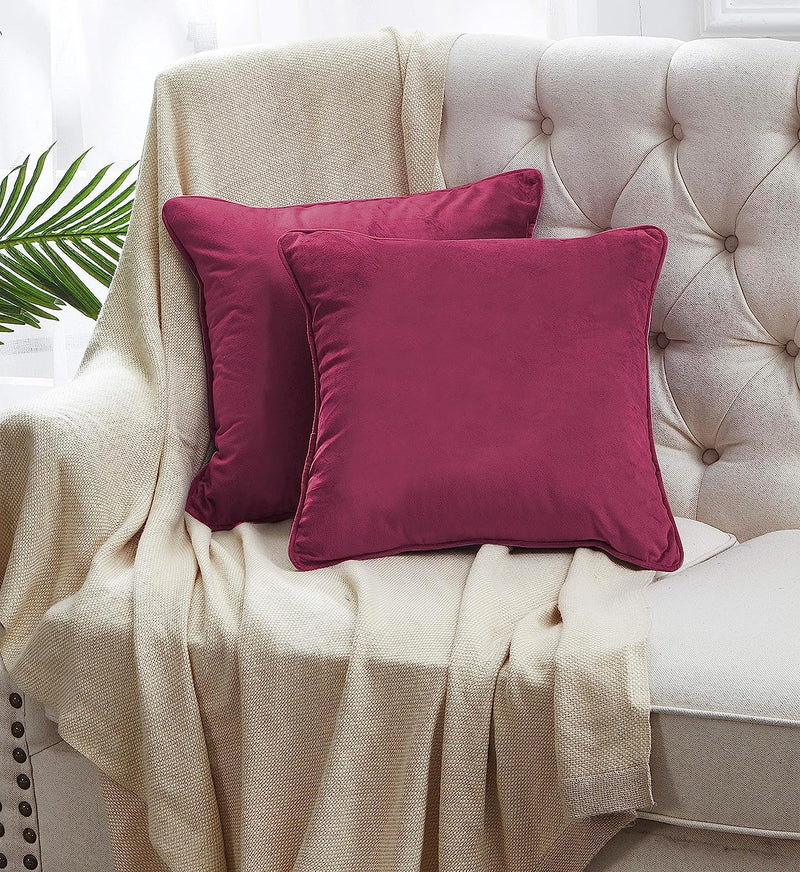2-Pack Velvet Throw Pillow Covers, Burgundy Home Beyond & HB Design
