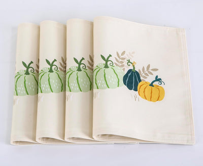 4-Pack Harvest Printed Place Mats for Thanksgiving, Pumpkin Garden Home Beyond & HB Design