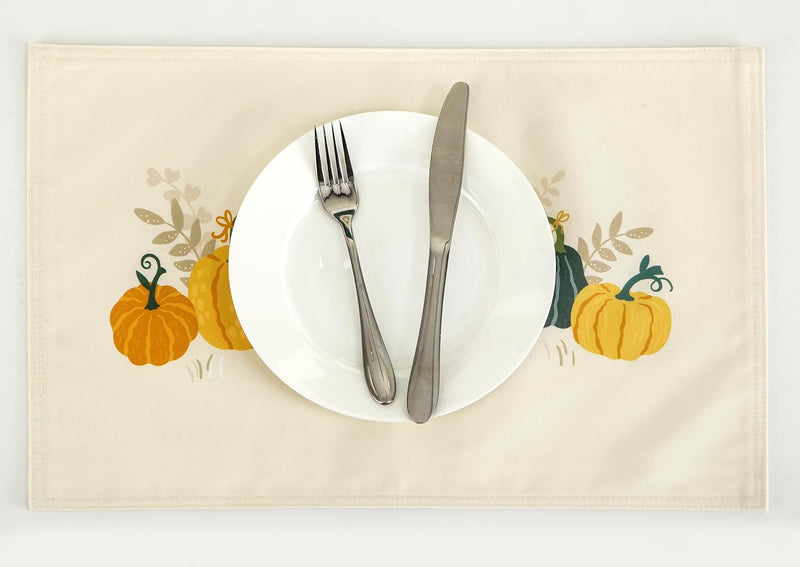 4-Pack Harvest Printed Place Mats for Thanksgiving, Pumpkin Garden Home Beyond & HB Design