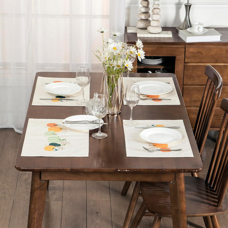 4-Pack Harvest Printed Place Mats for Thanksgiving, Pumpkin Garden Home Beyond & HB Design