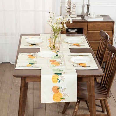 4-Pack Harvest Printed Place Mats for Thanksgiving, Pumpkin Garden Home Beyond & HB Design