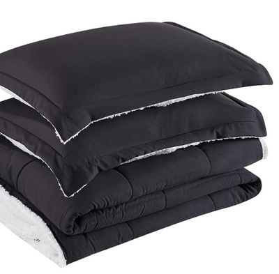 Sherpa Comforter Set, Black Home Beyond & HB Design