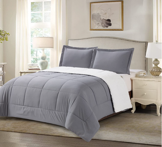Sherpa Comforter Set, Grey Home Beyond & HB Design