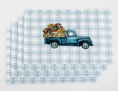 4-Pack Harvest Printed Place Mats for Thanksgiving, Harvest & blue truck Home Beyond & HB Design