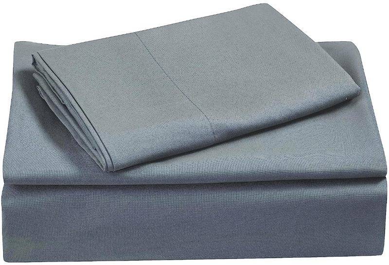 Solid Bedding Sheet Set with Deep Pocket, Light Grey Home Beyond & HB Design