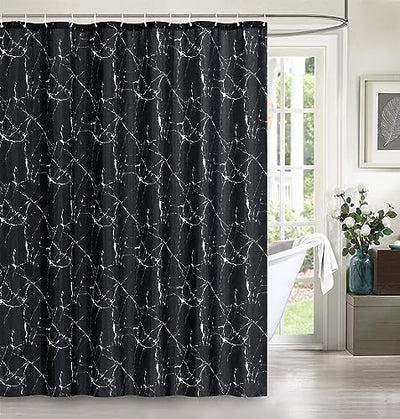 Shower Curtain Set with Hooks, Marble Pattern Home Beyond & HB Design