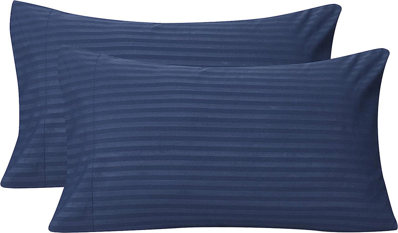 Embossed Pillowcase Set with Envelop Closure, 2-Pack , Navy Home Beyond & HB Design