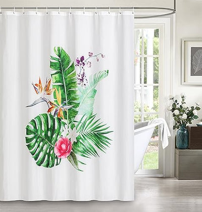 Shower Curtain Set with Hooks, Tropical bird of Paradise Home Beyond & HB Design