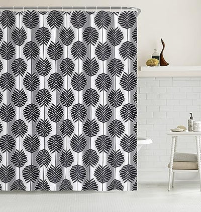 Shower Curtain Set with Hooks, Swallowtail Leaves Home Beyond & HB Design