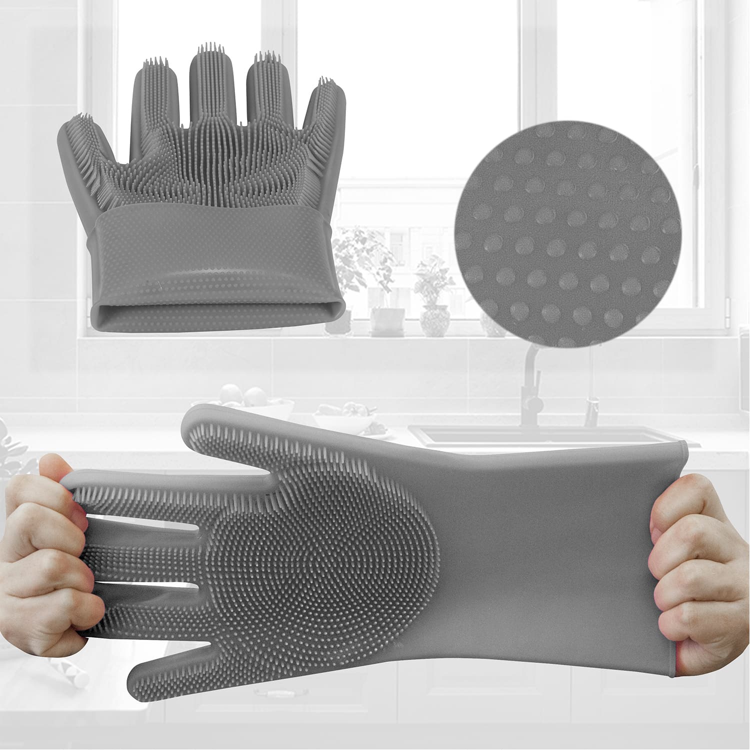 2-Pack Magic Silicone Household Cleaning Gloves