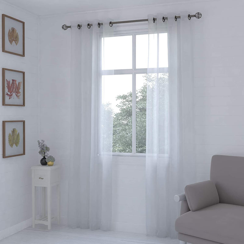 Premium White Sheer Curtains with Grommets - 2 Panels Home Beyond & HB Design